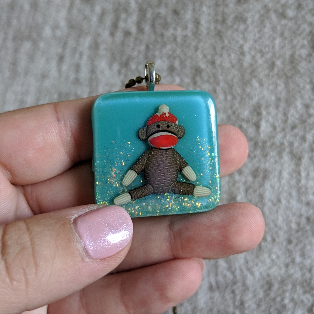🌈BOGO🌈 Resin Necklace - Sock Monkey